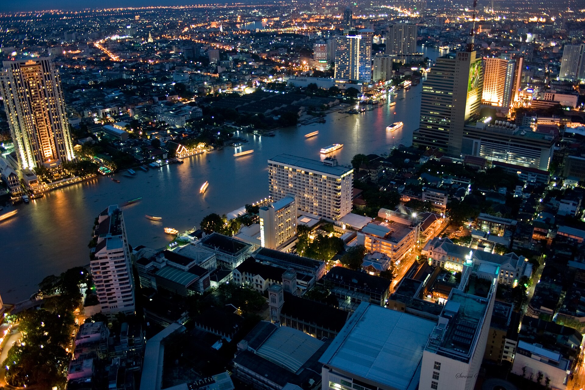 Bangkok skyline Chao Phraya river
